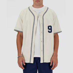 Maillot de baseball personnalisé haute performance, entièrement boutonné, 100 % polyester, avec logo d'équipe et poches - Product Image 1