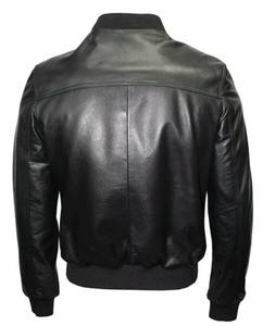 Veste en cuir véritable pour homme, veste en cuir slim, veste bomber, veste de motard, en cuir d'agneau véritable, noire, veste d'hiver pour homme - Product Image 3