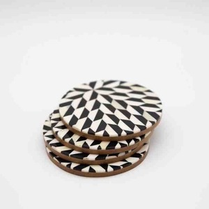 Handmade Classic Style <b>Wooden</b> Coaster <b>Set</b> with Bone Inlay Elegant Home Decor Table Accessories for Coffee <b>Tea</b> & Dining Table Use - Product Image 3