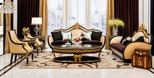 Luxury Gold Leaf Dual Carved Living Room Furniture Handmade Classic Living Room Furniture Manufacturer Exporter For USA Living - Product Image 2