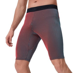 Shorts de sport pour homme à haute élasticité, couleur unie, séchage rapide, compression, personnalisables, taille mi-haute, pantalon d'entraînement pour marathon - Product Image 2