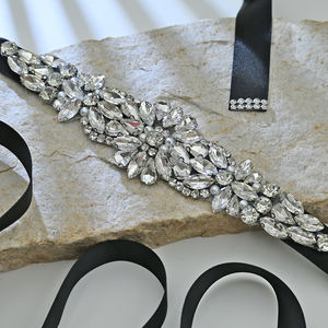 Bridella BS407 Black Rhinestone Adjustable Fit Bridal Belt for Weddings <b>Proms</b> & Formal Events - Product Image 5