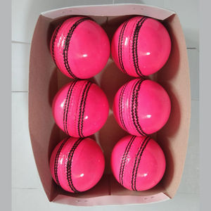 Pelota dura de críquet nocturno de 4 piezas, bolas rosas de cuero hechas a mano con logotipo personalizado, producto al por mayor - Product Image 5
