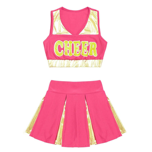 ชุดเชียร์ลีดเดอร์คุณภาพสูง ชุดกีฬาเชียร์ลีดเดอร์แบบสั่งทำ ชุดยูนิฟอร์มเชียร์ลีดเดอร์แบบไม่มีแขน กระโปรงเชียร์ลีดเดอร์ฟุตบอล ชุดเดรสเด็กผู้หญิง ชุดเต้น - Product Image 1