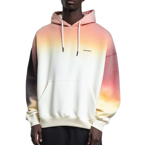 Luxe hommes 100% coton sweat à capuche surdimensionné dégradé imprimé délavé épaules tombantes manches longues automne pull brodé techniques - Product Image 6