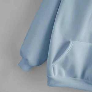 Sudadera CON CAPUCHA DE Color sólido informal a la moda para mujer, Top de manga larga cálido de terciopelo grueso suelto para Otoño e Invierno - Product Image 5