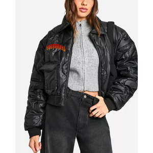 Chaqueta acolchada corta informal para mujer, abrigo corto, prendas de vestir exteriores gruesas y cálidas, ropa de calle a la moda, acogedora, de punto transpirable para invierno - Product Image 4