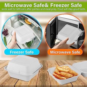 กล่องอาหารกลางวัน6x6นิ้วแบบใช้แล้วทิ้งเป็นมิตรต่อสิ่งแวดล้อมกล่องใส่เบอร์เกอร์ทำจากชานอ้อยสำหรับร้านอาหารปิกนิก - Product Image 6