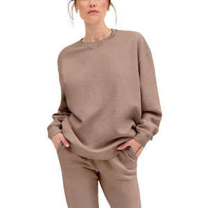 Sudaderas de mujer de gran tamaño de lana personalizadas, cuello redondo, sudaderas personalizadas en blanco al por mayor de alta calidad 300 Gsm para mujer - Product Image 1