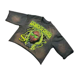 Vente en gros T-shirts délavés à l'acide 250 GSM T-shirt à broderie surdimensionnée pour hommes T-shirts délavés à l'acide 100% coton - Product Image 5