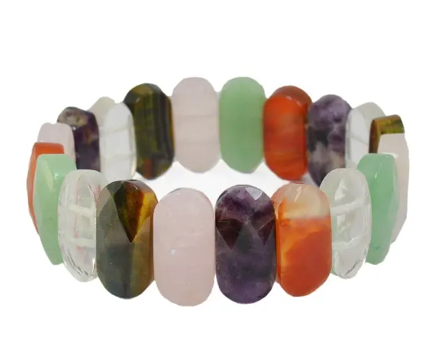Pulsera de cristal de cuarzo curativa para mujer, piedra Natural multicolor, arcoíris, piedras preciosas