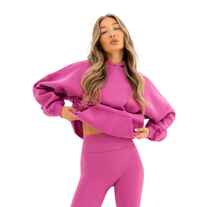 Sudadera con Capucha Oversize para Mujer, Rosa Suave, 50% Algodón 50% Poliéster, Estampado Personalizado, Estilo Urbano, Hombro Caído, Ajuste Relajado, con Emblema - Product Image 1