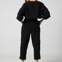 Qualité supérieure Logo personnalisé Sweat à capuche sport couleur unie Sweat à capuche pour femme Vêtements Pantalons 2 pièces Ensembles