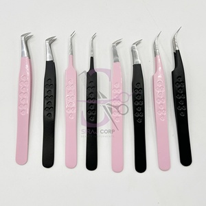 Nuevas pinzas de estilo de corazón Rosa Punta de pinza de pestañas de corazón negro Pinzas de extensión de pestañas sostenibles Logotipo Oferta de visón de acero inoxidable - Product Image 4