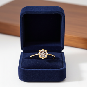 แหวนทองประดับเพชรรูปดอกไม้สุดหรูสำหรับผู้หญิง งานแต่งงาน งานหมั้น ของขวัญ - Product Image 4