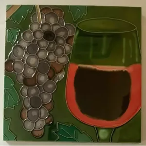 Nuevo 8x8 azulejo de cerámica pared arte uvas copa de vino decorativa para dormitorio comedor Gimnasio-estructura sólida mancha bloque de vidrio flotante - Product Image 1