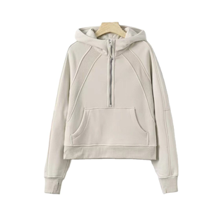 Sudadera con capucha de hombro con media cremallera suelta con mangas completas de precio barato Premium de Venta caliente de moda con estilo para mujer - Product Image 1