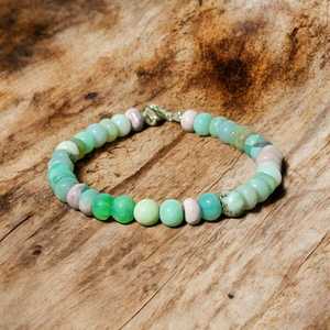 Pulsera de ópalo de crisoprasa verde para mujer, 6-8mm, cuentas lisas, broche de langosta, estilo minimalista, joyería apilable de moda, aniversarios - Product Image 5