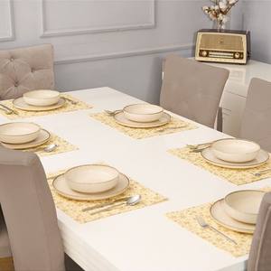 1 Piece 100% Cotton Yellow <b>Placemat</b> with Snow Pattern Decorative <b>Table</b> Mat 35x45cm Durable Elegant <b>Dining</b> <b>Table</b> Accessories - Product Image 4