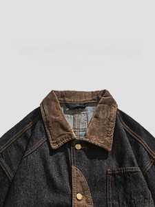 2024 hiver Collection hommes à la mode haute rue Denim vestes haut nouveauté Patchwork décontracté vêtements de travail manteaux - Product Image 2