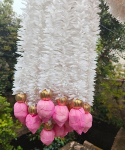 จัสมินมาลัยดอกบัวบานงานแต่งงานอินเดีย haldi Sangeet mandap ตกแต่งงานปาร์ตี้งานเทศกาลวัดเวทีฉากหลัง - Product Image 5