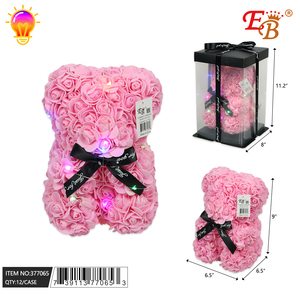 10 \ "rosa rosa orso con fiocco nero e luce in scatola 12pc/Cs Set di animali giocattolo - Product Image 1
