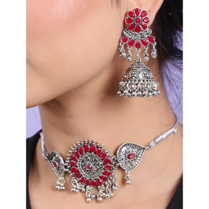 Wedding <b>Choker</b> with Maroon Flower Design - Product Image 4