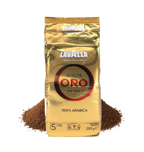 Café en grains entiers Premium Lavazza Qualita Oro 250g - Approvisionnement direct pour les détaillants et distributeurs gourmets - Product Image 1