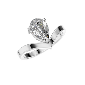 Anillo de compromiso clásico de oro macizo de 14 quilates para mujer con ajuste de punta minimalista de diamante de corte de pera certificado IGI - Product Image 3