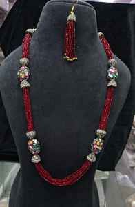 Top Indian Manufacturer's Premium Quality Hydro <b>Pearl</b> Multicolor Mala Long <b>Necklace</b> Earring <b>Set</b> Silver Plated Vintage Weddings - Product Image 2