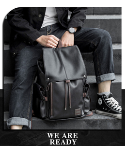 IStapromo Gifts Men PU Leather <b>Backpack</b> for <b>Laptop</b> Male Business Mochilas Couro Masculina Motorcycle Back Pack Travel - Product Image 6