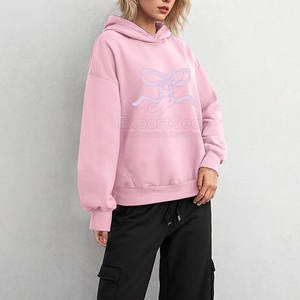 Nouveau Style Custom Made Drop Shoulder Bow Hoodies Haute Qualité Femmes Drop Shoulder Bow Hoodies - Product Image 4
