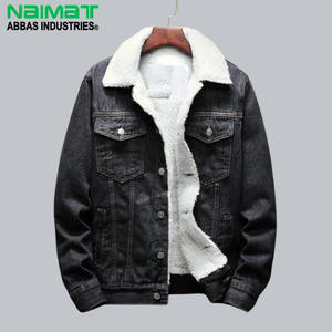 <b>Mens</b> Black <b>Fleece</b> Lined Denim Jacket Winter Warm <b>Sherpa</b> Jean Coat Heavyweight Cotton Outerwear Rugged Trucker Style - Product Image 1