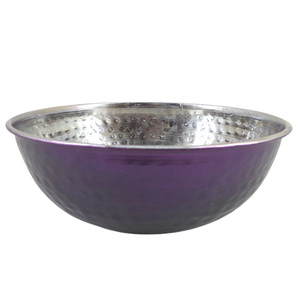 Lot de 2 bols de service ronds en métal au design moderne de couleur bleue pour la vaisselle et la table faits à la main en vrac - Product Image 4