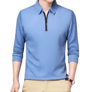 Cremallera gris personalizada para hombre, camiseta de polo cómoda y transpirable, patrón sólido con logotipo de diseño personalizado, estilo informal - Product Image 6