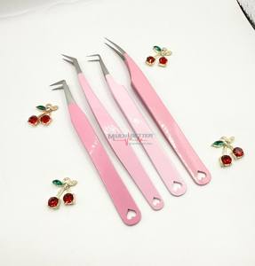 Pinces à cils faites à la main, logo personnalisé, charme fruit et fleur, couleur peinte, acier inoxydable, 90 degrés, pinces à cils fines, fibre - Product Image 5
