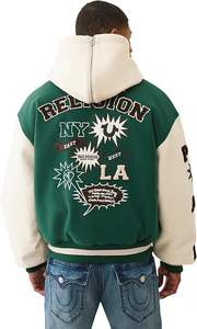 Veste universitaire rétro en laine pour homme, bomber classique avec patchs logo - Product Image 4