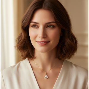 Pendentif mignon en cristal de quartz de forme fantaisie, serti en argent sterling, plaqué or/rhodium, avec bélière, pour cadeau de naissance du mois d'avril - Product Image 4