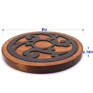 Posavasos de madera de nogal de gran tamaño con marco de metal Accesorios de cocina para cocinas y otros productos de cocina de metal - Product Image 4