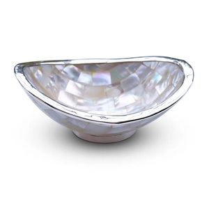 Cuenco pequeño ovalado hecho a mano con concha de perla Madre, respetuoso con el medio ambiente, técnica personalizada, unión, bordes superiores de plata esterlina laminada - Product Image 6
