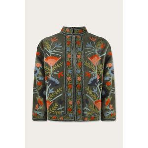 Chaqueta Bordada Verde Oliva para Otoño, Acabado de Alta Calidad - Product Image 1