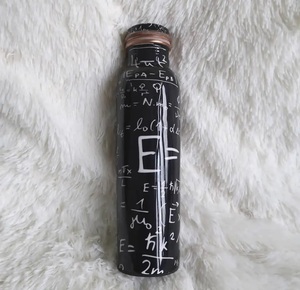 <b>Black</b> Copper Enamel Print Shiny Polished Design Health Benefits Energy Drink <b>Storage</b> Bottle Dishwasher Safe Gift <b>Box</b> Packaging - Product Image 1