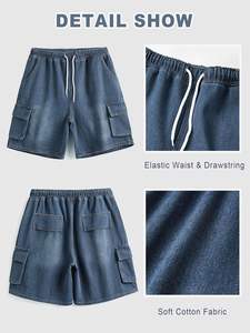 กางเกงยีนส์ขาสั้นยาวปานกลางสำหรับผู้ชาย, กางเกงยีนส์ขาสั้นผ้าฝ้ายยืดได้สวมใส่ได้ตลอดทั้งวัน - Product Image 2