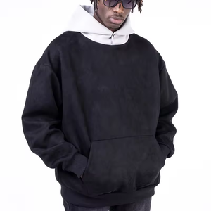 Sweats à capuche vintage pour hommes personnalisés col à boutons contrastés pour bouffée impression 100% coton hiver logo personnalisé OEM sweats à capuche - Product Image 2