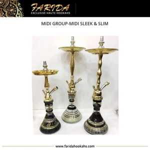 2022 Farida egipcio de lujo latón Midi elegante Delgado Shisha Hookah conjunto laca acabado aluminio vidrio profundo grabado a mano diseño árabe - Product Image 4