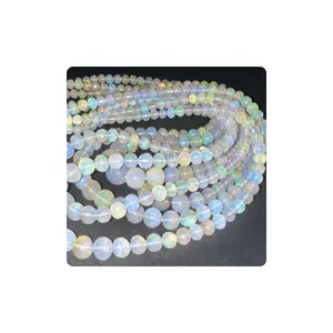 天然埃塞俄比亚蛋白石刻面圆形球珠高品质尺寸5毫米至9毫米约。刻面圆形球珠宝石