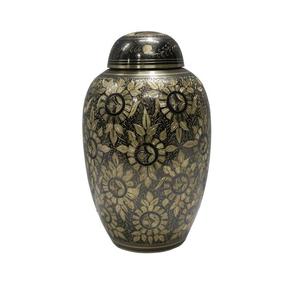 Elegante urna de cremación de metal con rosas rojas y rosas Precio de fábrica de latón de aluminio en relieve Cenizas humanas Urna de cremación conmemorativa - Product Image 4