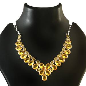 Citrine Quartz <b>Bib</b> <b>Necklace</b> Bohemian 925 Sterling Silver Statement Jewelry Handmade <b>Necklace</b> Wholesale Supplier - Product Image 5