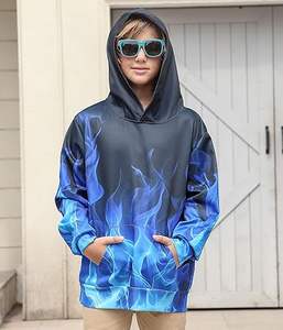 Alta calidad personalizado sublimado impresión Allover patrón sudaderas con capucha polar elegante invierno niños niño con capucha transpirable al por mayor - Product Image 3