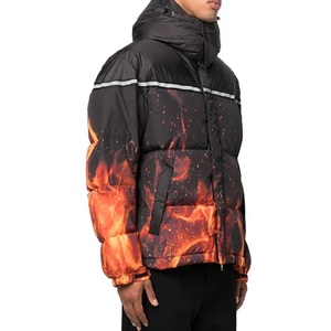 เสื้อโค้ทปลาปักเป้าพิมพ์ลายไฟสำหรับฤดูหนาวใส่ได้ทั้งชายและหญิงผ้าถักสำหรับตกแต่งกระเป๋า - Product Image 4